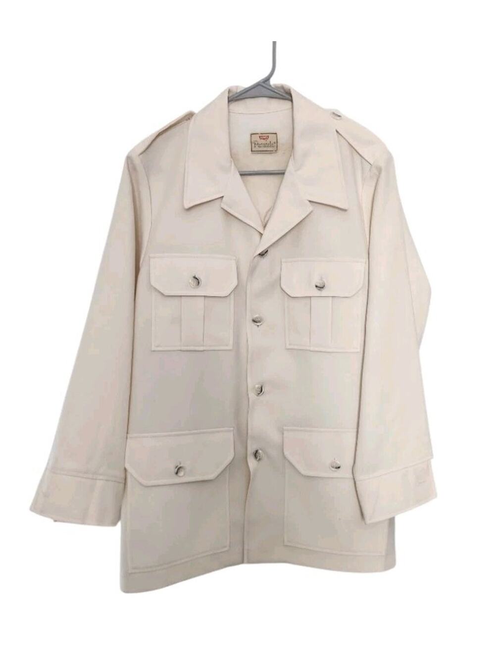 Vintage Men's Levi's Panatela Jacket Off White No Size Tag 70s Hippie Retro - Picture 1 of 9